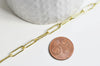 Chaine laiton doré 18k maille rectangle,chaine collier,création bijoux,chaine large,14x4.5mm,vendue au mètre,G2549