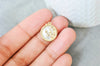 Pendentif médaille ronde Vierge nacre laiton doré 18K zircons,pendentif doré astrologique création bijoux sans nickel,17.5mm, l'unité G3481