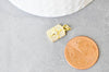Pendentif médaille rectangle étoile laiton doré zircons, un pendentif doré avec cristaux pour création bijoux,14.5mm,l'unité,G3484