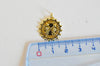 Pendentif médaille ronde flèches laiton doré 18K zircons, un pendentif doré avec cristal pour création bijoux,18.5mm,l'unité G3556