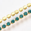 Bracelet élastique laiton doré strass bleu, un bracelet doré pour créer des bijoux dans des teintes tropciales, 50mm, l'unité G3960-Gingerlily Perles