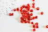 grosses perles rocaille rouge transparente argent,fournitures pour bijoux, perles rocaille rouge,lot 10g, diamètre 4mm G3734