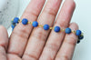 Chaine dorée perle lapis lazulis naturelle, chaine pierre création bijoux pierre naturelle chaine lunettes,6.5mm,vendue au mètre G4216
