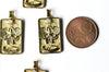 Pendentif carte le diable XIV en laiton zircon,Pendentif doré carte de tarot divinatoire,30mm, l'unité