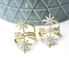 Bague réglable laiton étoile zircons, creation bijoux,bague femme cadeau anniversaire, support bague laiton doré,16.5mm, l'unité G4242-Gingerlily Perles