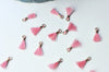 Pompon rose corail polyestère support doré,décoration pompon, pompon boucles,fabrication bijoux bohème,10-16mm,les 5 G4261
