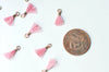 Pompon rose corail polyestère support doré,décoration pompon, pompon boucles,fabrication bijoux bohème,10-16mm,les 5 G4261
