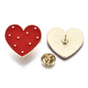Broche pins coeur laiton doré émaillé rouge à pois,broche doréé,creation bijoux,décoration veste, 28x29mm,l'unité G5240-Gingerlily Perles