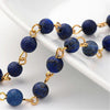 Chaine dorée perle lapis lazulis naturelle, chaine pierre création bijoux pierre naturelle chaine lunettes,6.5mm,vendue au mètre G4216