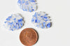 Pendentif acétate feuille monsterosa bleue, création bijoux,perles plastique,connecteur feuille plastique,lot de 2, 27mm G4217