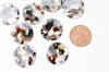 Pendentif rond marron beige acétate,perle acétate, création bijoux,perles plastique,connecteur plastique,22mm,lot de 2,G2837