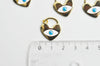 Pendentif médaille Cadenas coeur oeil émail blanc laiton doré 16K,pendentif laiton amour pour création bijoux,20mm,l'unité G4674