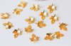 Pendentif feuille d'érable en acier inoxydable doré, création bijou acier doré, lot de 10, G4610
