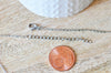 Chaine complète platine forçat,chaine acier, chaine acier argent,chaine collier, création bijoux,chaine argentée,1.6mm,70cm G4782