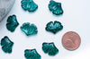 Pendentif verre vert feuille gingko,pendentif verre pour création bijoux, 15x20mm,lot de 10 G4700