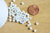 grosses perles rocaille blanc,fournitures bijoux, perle rocaille blanche, blanc irisé, lot 10g, fabrication bijoux,diamètre 4mm G3819