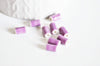perle porcelaine violette, fournitures créatives,perle céramique, porcelaine parme,perle tube, création bijoux,Lot de 5, 10mm,G2351