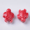 perle tortue porcelaine rouge 12mm, perle céramique, fabrication bijoux animal,Lot de 5 G3906