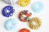 Pendentif donut millefiori,verre murano, cabochons verre, verre millefiori,fait main,pendentif rond verre,29-39mm l'unite-G1451