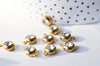Pendentif rond acier doré 24 carats cristal blanc,pendentif cristal, pendentif doré cristal, création bijoux,12mm, l'unité G4835