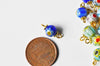 Pendentif connecteur rond verre millefiori zamac doré, pendentif doré verre artisanal, création bijoux,18mm, les 10 G4029