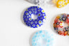 Pendentif donut millefiori,verre murano, cabochons verre, verre millefiori,fait main,pendentif rond verre,29-39mm l'unite-G1451
