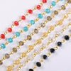 Chaines dorées perles cristals , chaine collier,création bijoux , chaine lunettes,chaine fantaisie,vendue au mètre,G6117