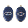 Oval pendant eye protector enamel blue zamac gold 39mm, enamelled brass pendant, nickel-free, unit G5930