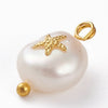 Pendentif perle naturelle Keshi étoile de mer doré 13-16mm,porte bonheur,perle eau douce,perle naturelle blanche, l'unité G6231