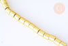 Perle tube hématite dorée non magnétique, perle colonne création bijoux pierre, 6x4mm,le fil de 60 perles, G5612