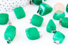 Pendentif jade vert teinté roulée acier platine, pendentif pierre acier inoxydable, bijou pendentif pierre naturelle,15-35mm,l'unité G5535