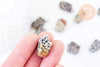 Pendentif jaspe dalmatien roulé acier platine, pendentif pierre acier inoxydable, bijou pendentif pierre naturelle,15-35mm,l'unité G5533