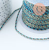 cordon tressé bleu beige fil doré 1.5mm, cordon pour bijoux,cordon multicolore scrapbooking,corde décoration, longueur 1 mètre G6070