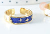 Bague réglable lune étoile laiton doré 16K émail coloré 18.3mm, creation bijoux,bague femme cadeau anniversaire, l'unité G6350-Gingerlily Perles
