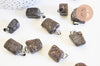 Pendentif obsidienne neige roulé acier platine, pendentif pierre acier inoxydable, bijou pendentif pierre naturelle,15-35mm,l'unité G4991