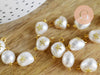 Pendentif perle naturelle Keshi étoile de mer doré 13-16mm,porte bonheur,perle eau douce,perle naturelle blanche, l'unité G6231