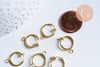 Anneaux créoles acier doré 316 oreilles non percées 15.5mm, création boucles créoles acier doré sans nickel,la paire G6390-Gingerlily Perles