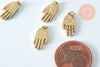 Breloque main fatma acier doré,création bijoux acier inoxydable ,pendentif religion, Pendentif zircon,19.5mm, l'unité G6245
