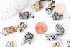 Pendentif jaspe dalmatien roulé acier platine, pendentif pierre acier inoxydable, bijou pendentif pierre naturelle,15-35mm,l'unité G5533