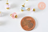 Pendentif perle fleur cristal pastel laiton doré 12mm,pendentif cristal, pendentif doré cristal, création bijoux, les 10 G6282