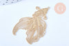 Pendentif estampe filigrane poisson japonais laiton doré clair, Pendentif très fin et léger pour création bijoux, Lot de 2,49 x 31 mm G5238