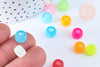 Perle rondelle en plastique translucide multicolore 9mm , perle phosphorescente plastique coloré, couleurs mélangées,lot de 50 perles G6404