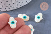 Perle main nacre blanche mauvais oeil bleu 15-16mm, fournitures créatives,chance, cabochon nacre, gri-gri ,l'unité G6590