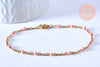 Bracelet ou collier acier doré 14k résine rose,chaine doree, bracelet chaîne fine,création bijou,1.5mm,20.5cm, l'unité G3602-Gingerlily Perles