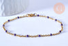 Bracelet ou collier acier doré 14k résine violet,fourniture créative,chaine doree, bracelet chaîne fine,1.5mm,20.5cm, l'unité G3601-Gingerlily Perles