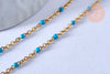 chaine de cheville acier doré 14k résine bleu clair chaine doree, bracelet chaîne fine,création bijou,1.5-2mm,23cm, l'unité G3660-Gingerlily Perles