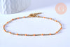 chaine de cheville acier doré 14k résine orange chaine doree, bracelet chaîne fine,création bijou,1.5-2mm,23cm, l'unité G3744-Gingerlily Perles