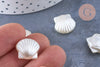 Perle coquillage plastique blanc nacré 14.5mm , perle plastique blanc nacré,lot de 10 perles G6433
