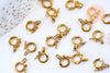 fermoir à clipser anneau laiton doré 18k zircons, grand fermoir qualité, fermoir doré, fermoir luxe,fabrication bijoux, l'unité,14mm G5607