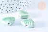 perle porcelaine verte coquillage, perle céramique géométrique pour fabrication bijoux en céramique verte, Lot de 10, 22.5-23.5mm,G3427